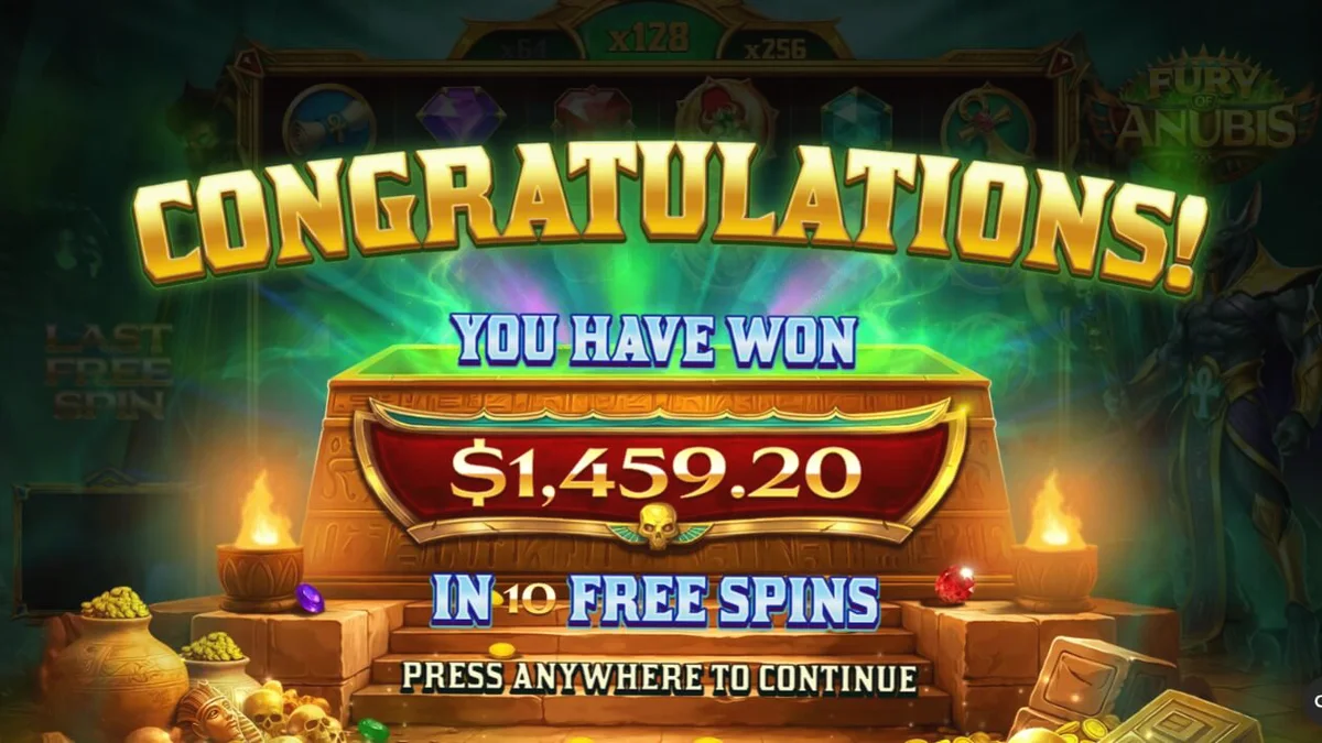 Fury of Anubis slot machine interface with Egyptian theme