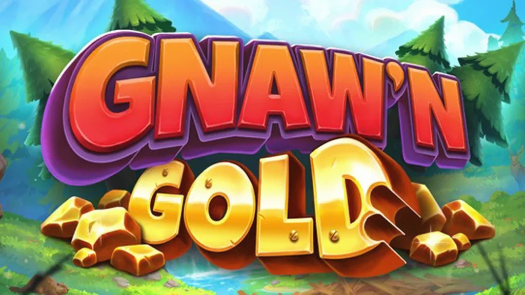 Interface do jogo Gnaw’n Gold mostrando os rolos e a temática de castores